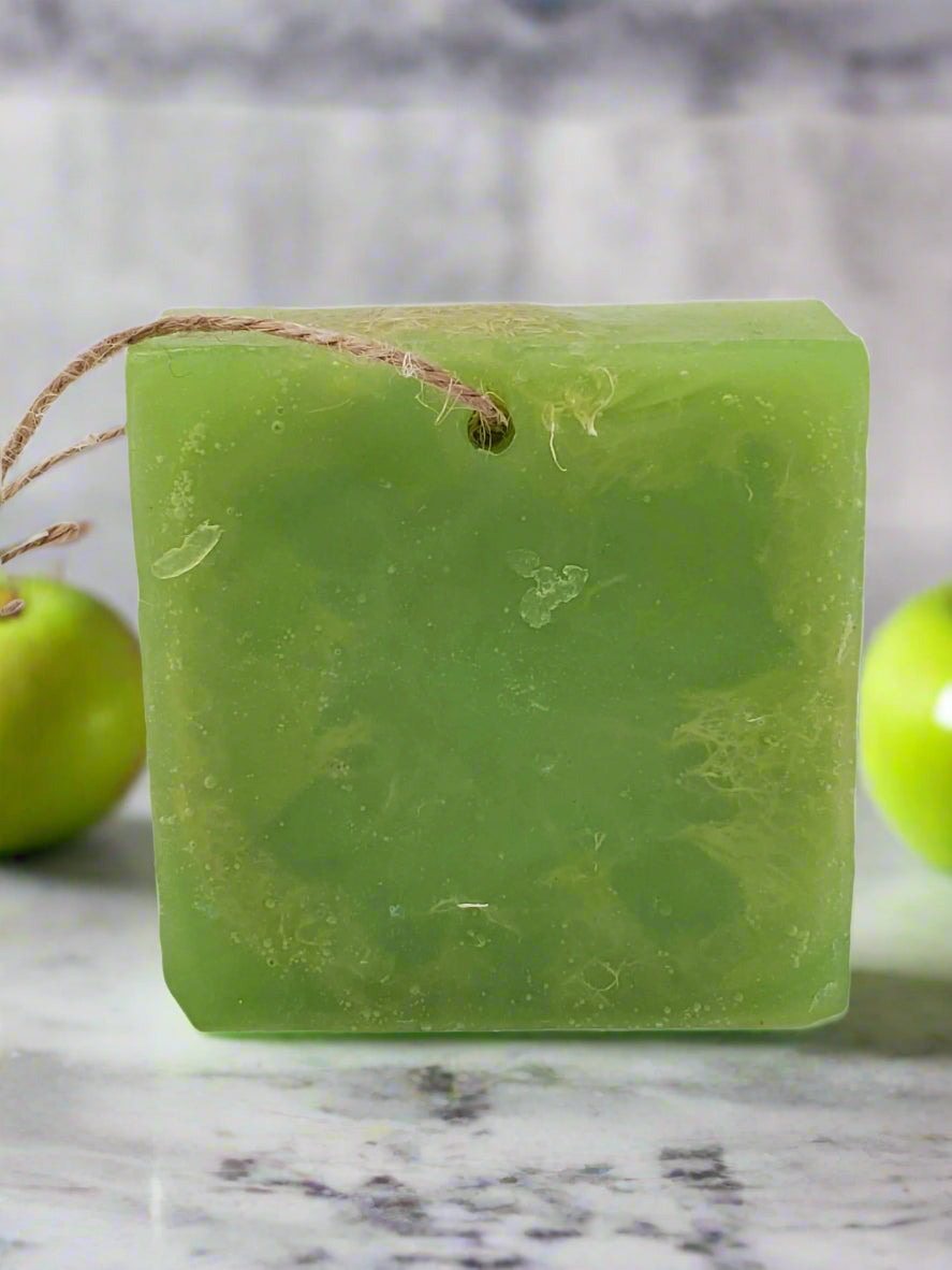 Loofah Soap on Rope - Green Apple