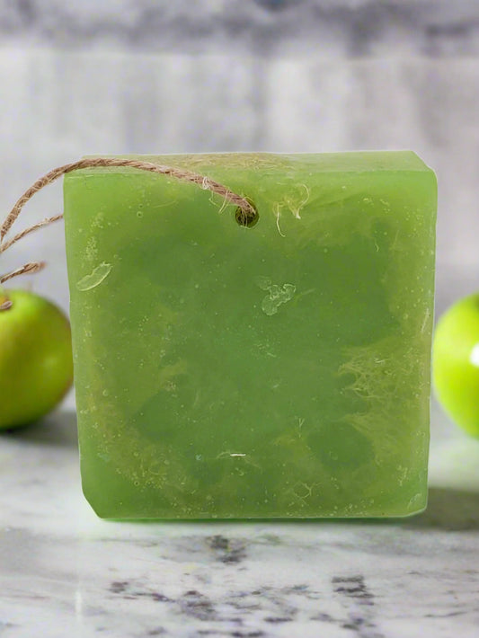 Loofah Soap on Rope - Green Apple